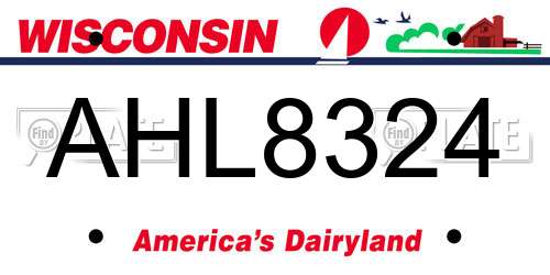 AHL8324 Wisconsin License Plate