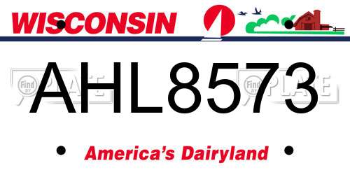 AHL8573 Wisconsin License Plate