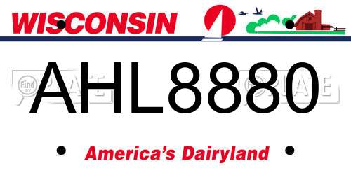 AHL8880 Wisconsin License Plate