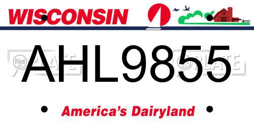 AHL9855 Wisconsin License Plate