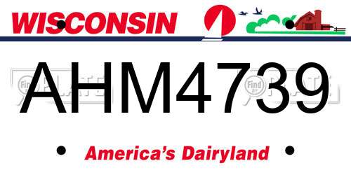 AHM4739 Wisconsin License Plate
