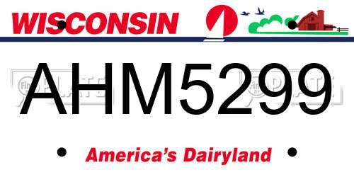 AHM5299 Wisconsin License Plate