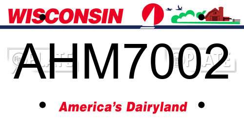 AHM7002 Wisconsin License Plate