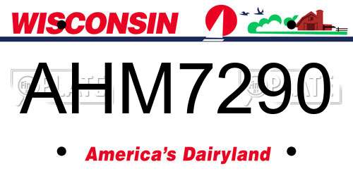 AHM7290 Wisconsin License Plate