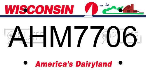 AHM7706 Wisconsin License Plate