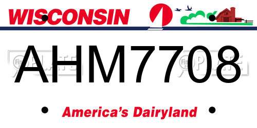 AHM7708 Wisconsin License Plate