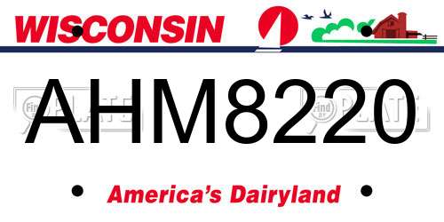 AHM8220 Wisconsin License Plate