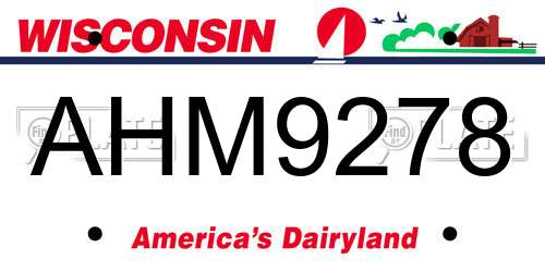 AHM9278 Wisconsin License Plate