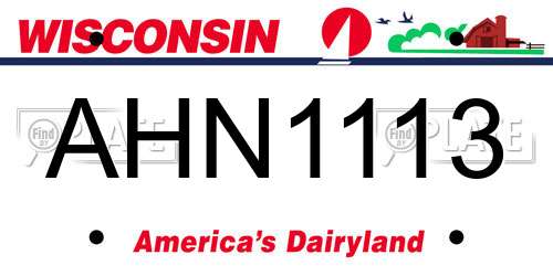 AHN1113 Wisconsin License Plate