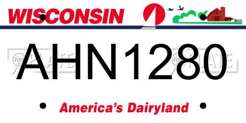 AHN1280 Wisconsin License Plate