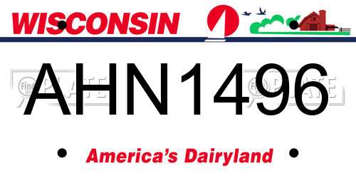 AHN1496 Wisconsin License Plate