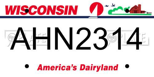 AHN2314 Wisconsin License Plate