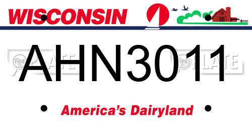 AHN3011 Wisconsin License Plate