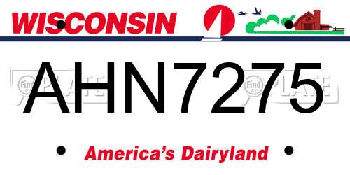 AHN7275 Wisconsin License Plate