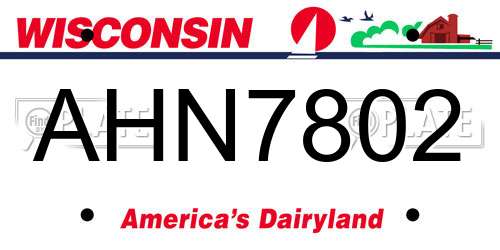 AHN7802 Wisconsin License Plate