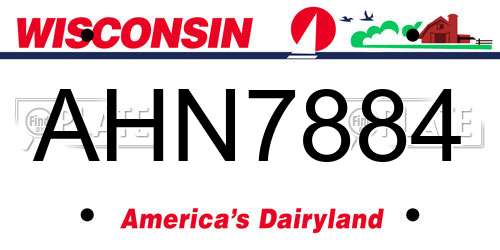 AHN7884 Wisconsin License Plate