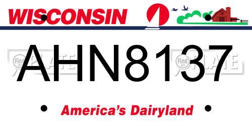 AHN8137 Wisconsin License Plate
