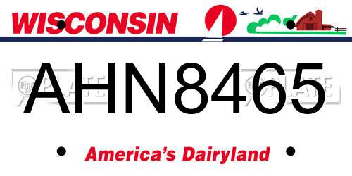 AHN8465 Wisconsin License Plate