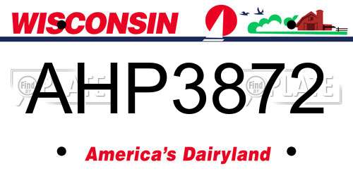 AHP3872 Wisconsin License Plate