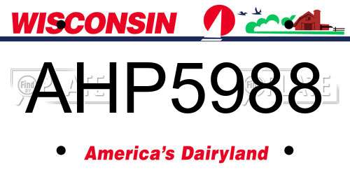 AHP5988 Wisconsin License Plate