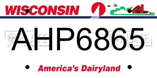 AHP6865 Wisconsin License Plate