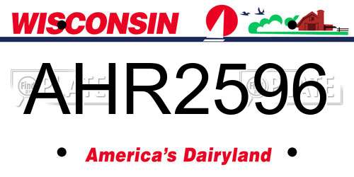 AHR2596 Wisconsin License Plate