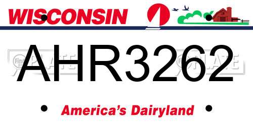 AHR3262 Wisconsin License Plate