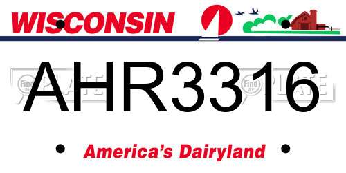 AHR3316 Wisconsin License Plate