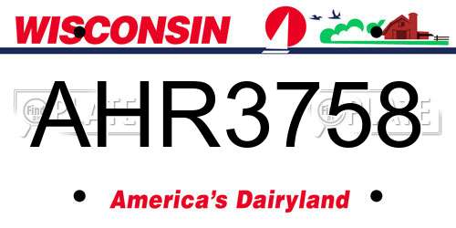 AHR3758 Wisconsin License Plate