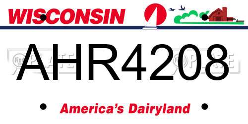 AHR4208 Wisconsin License Plate