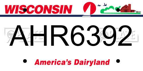 AHR6392 Wisconsin License Plate