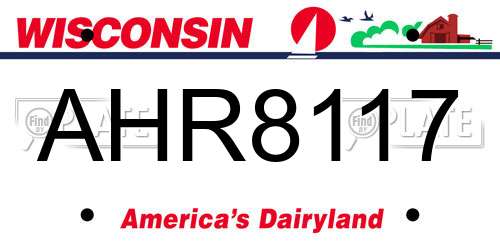 AHR8117 Wisconsin License Plate