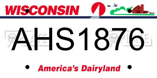 AHS1876 Wisconsin License Plate
