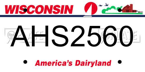 AHS2560 Wisconsin License Plate