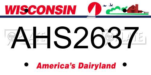 AHS2637 Wisconsin License Plate