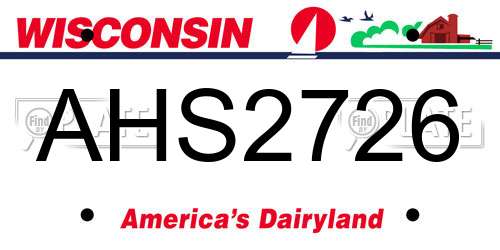 AHS2726 Wisconsin License Plate