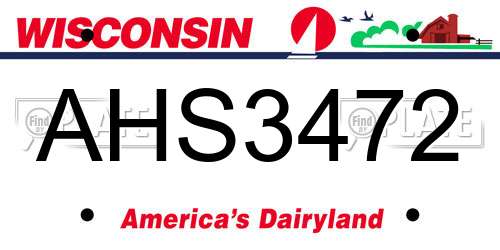 AHS3472 Wisconsin License Plate