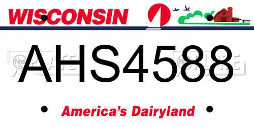 AHS4588 Wisconsin License Plate