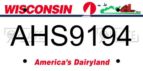 AHS9194 Wisconsin License Plate