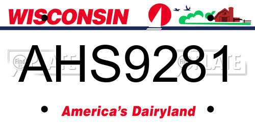 AHS9281 Wisconsin License Plate