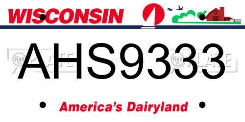 AHS9333 Wisconsin License Plate