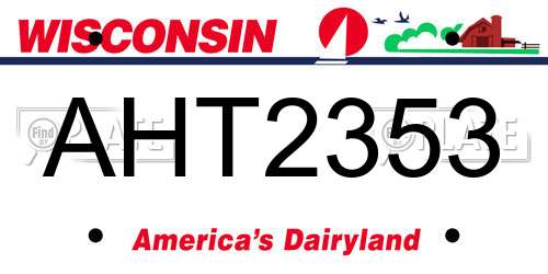 AHT2353 Wisconsin License Plate