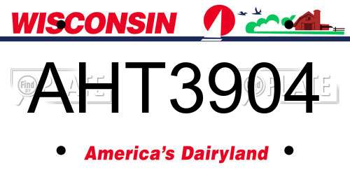 AHT3904 Wisconsin License Plate