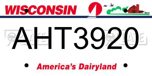 AHT3920 Wisconsin License Plate