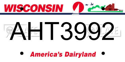 AHT3992 Wisconsin License Plate