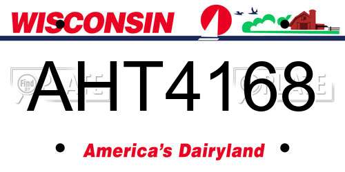 AHT4168 Wisconsin License Plate