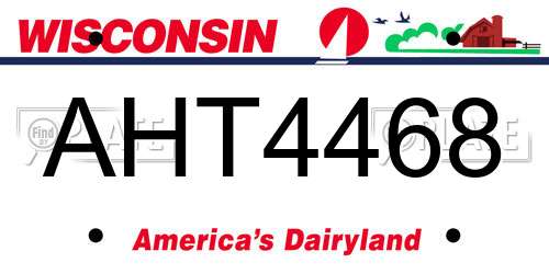 AHT4468 Wisconsin License Plate