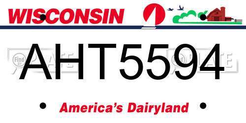 AHT5594 Wisconsin License Plate
