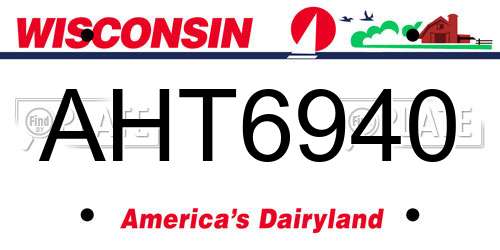 AHT6940 Wisconsin License Plate