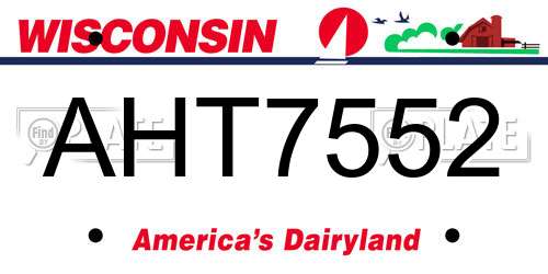 AHT7552 Wisconsin License Plate